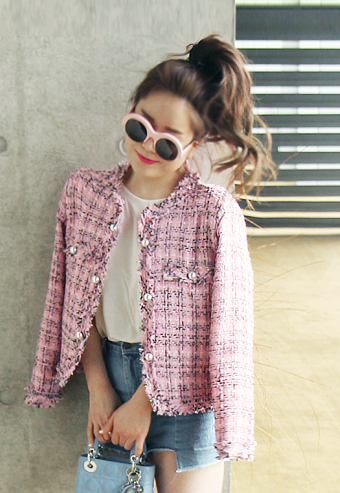 rose pink tweed jacket 