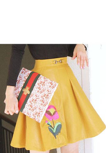 yellow leather skirt [단독주문시 당일출고]