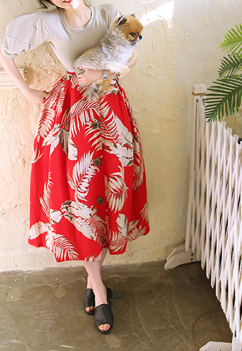 Red palm tree skirt